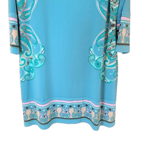 MICHAEL KORS Women's Dress SZ 12 Blue Paisley Print Accents Stretch Cool Boho - Picture 6 of 8